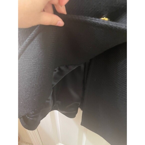 y2k Milly of New York Black Wool Blend Military Peacoat Gold Buttons size 4 - Picture 6 of 16